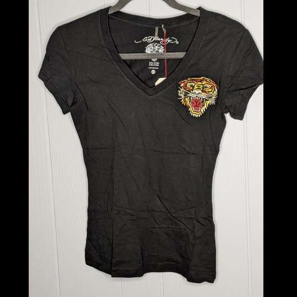 Ed Hardy Tops - NWT Black Ed Hardy Tiger T-Shirt Size XS